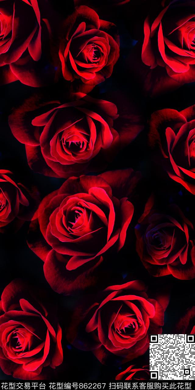 乱花花卉花朵数码印花华亿平台下载（图片编号: 862267） - 瓦栏（Walan）