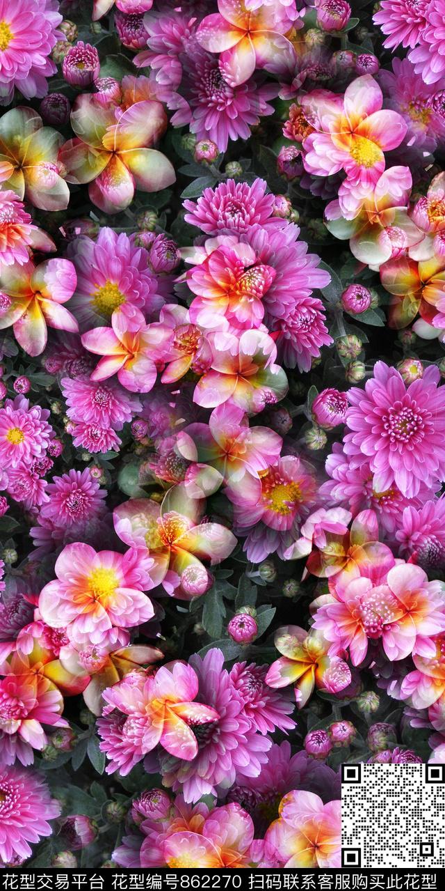 大花乱花花朵数码印花华亿平台下载（图片编号: 862270） - 瓦栏（Walan）