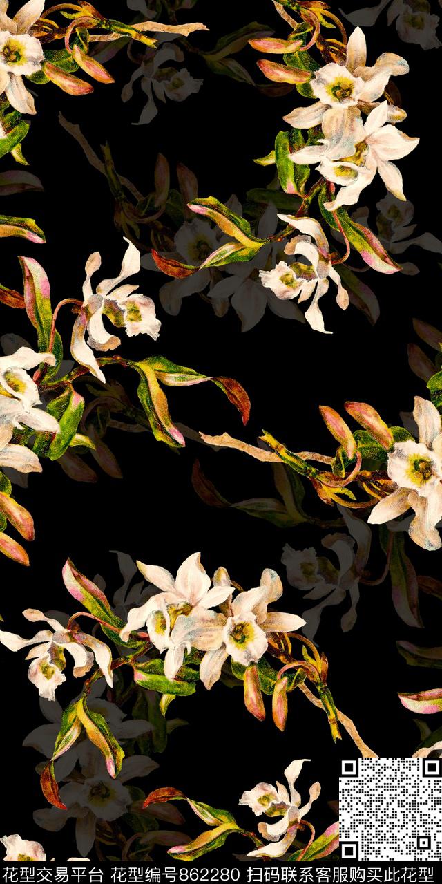 大花乱花花朵数码印花华亿平台下载（图片编号: 862280） - 瓦栏（Walan）