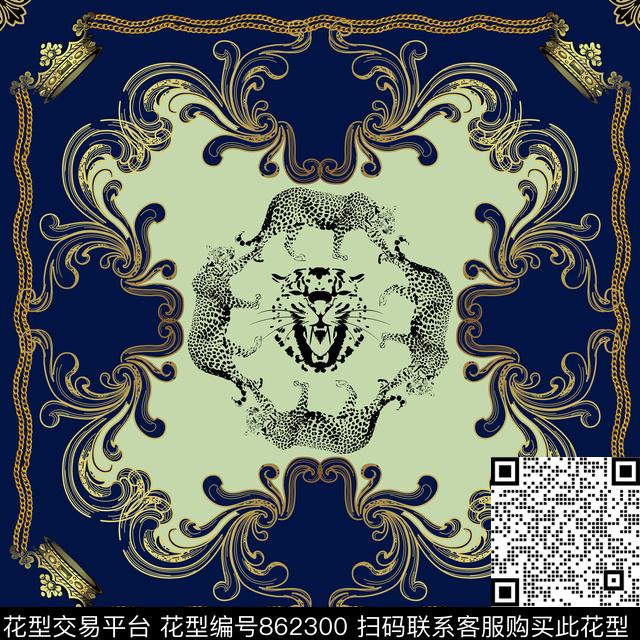 欧式大牌方巾抽象传统印花华亿平台下载（图片编号: 862300） - 瓦栏（Walan）