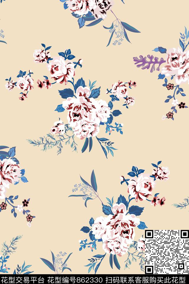 小碎花青舞-花卉青舞-女装传统印花华亿平台下载（图片编号: 862330） - 瓦栏（Walan）