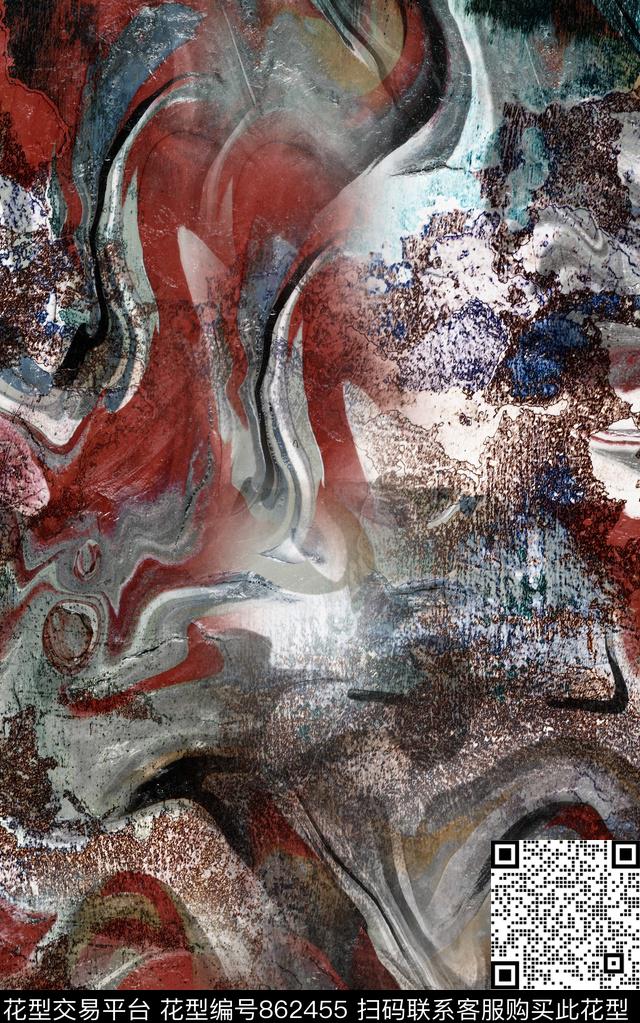 水彩抽象手绘数码印花华亿平台下载（图片编号: 862455） - 瓦栏（Walan）