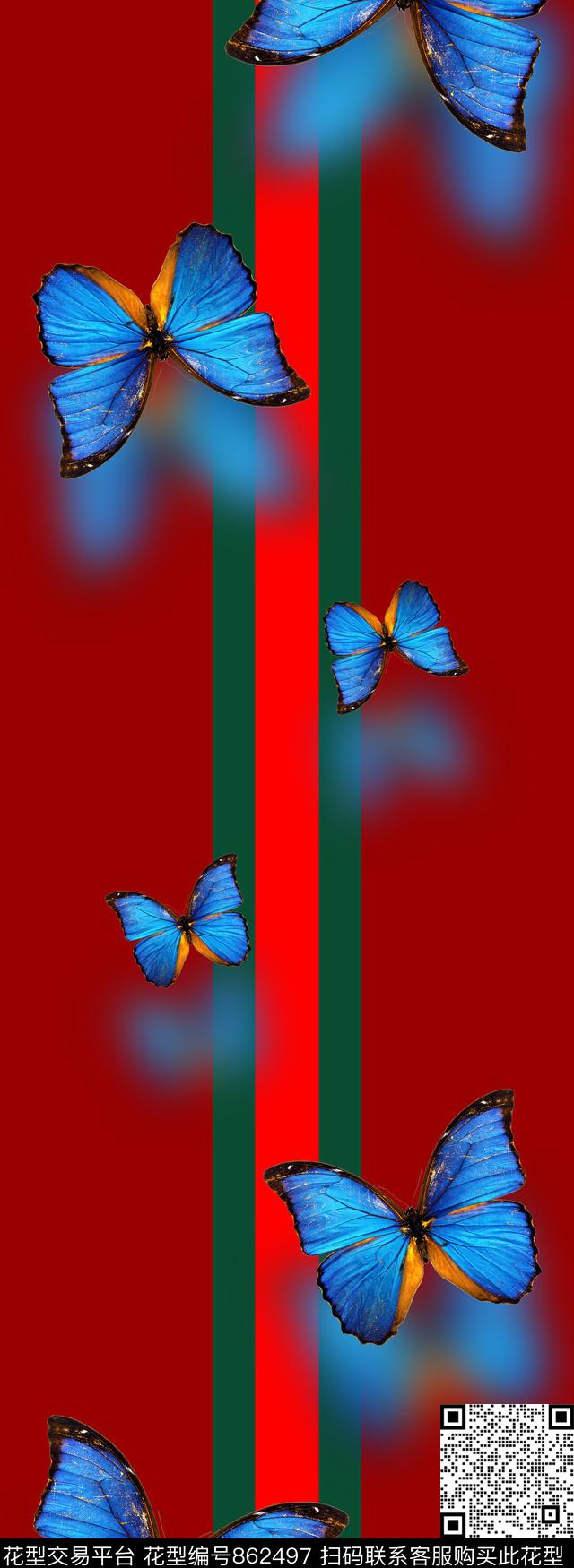 长巾大牌蝴蝶数码印花华亿平台下载（图片编号: 862497） - 瓦栏（Walan）