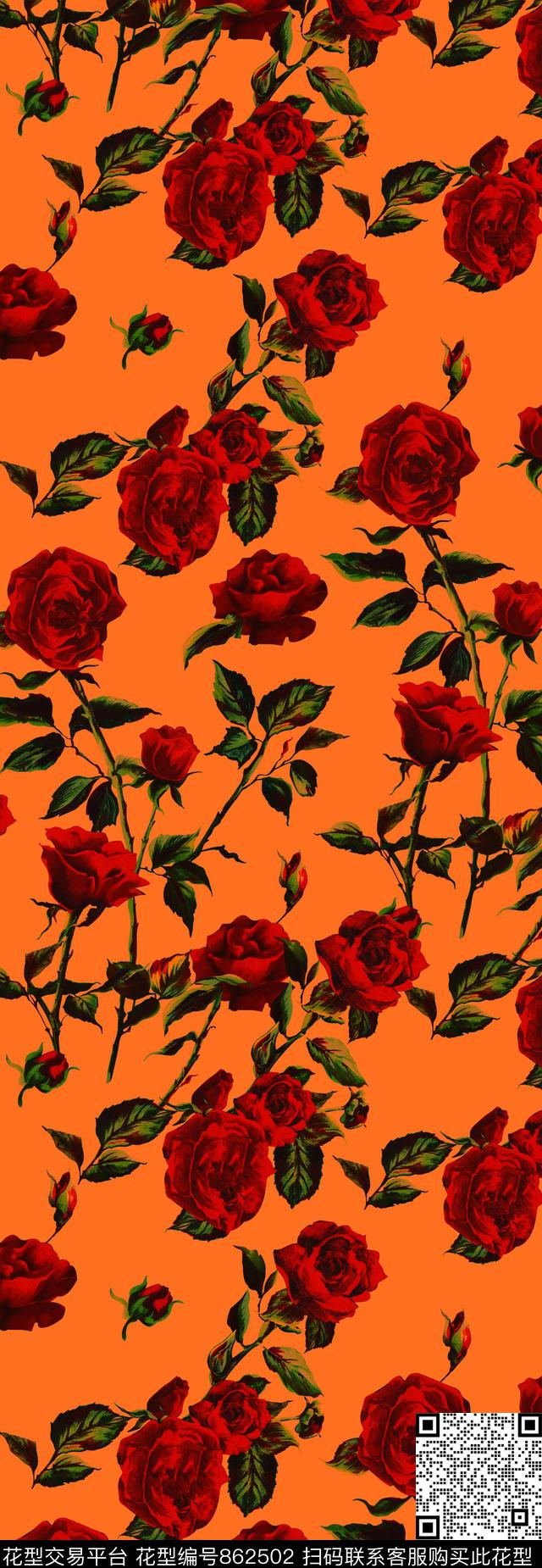 长巾大牌花卉数码印花华亿平台下载（图片编号: 862502） - 瓦栏（Walan）