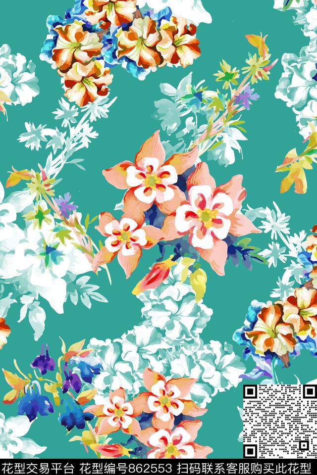 小碎花青舞-花卉青舞-女装数码印花华亿平台下载（图片编号: 862553） - 瓦栏（Walan）