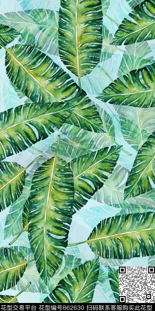 棕榈叶热带数码数码印花华亿平台下载（图片编号: 862630） - 瓦栏（Walan）