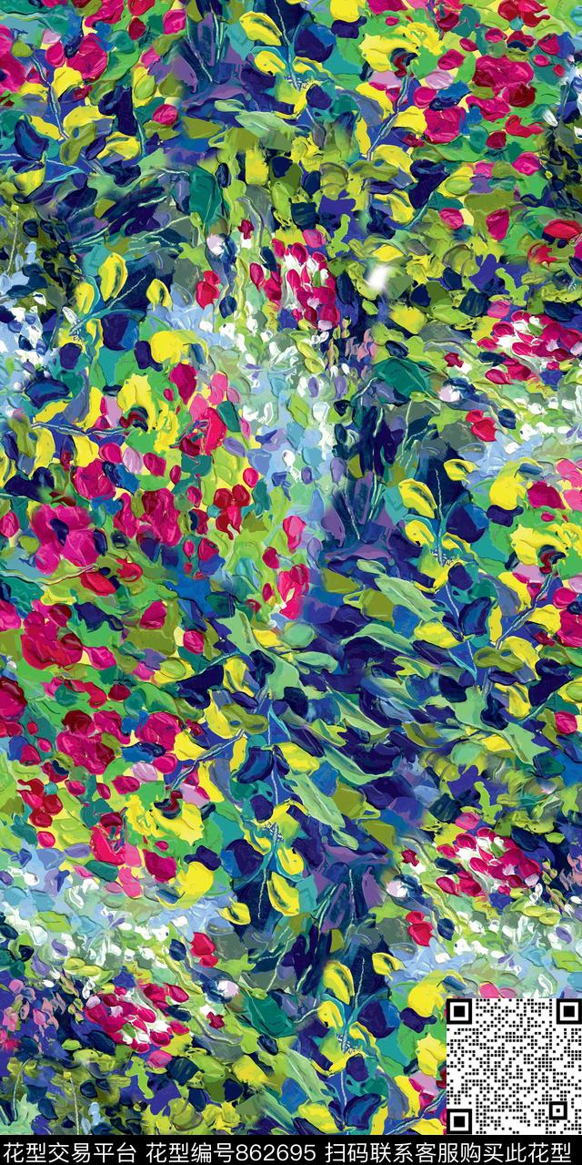 花卉趣味大花数码印花华亿平台下载（图片编号: 862695） - 瓦栏（Walan）