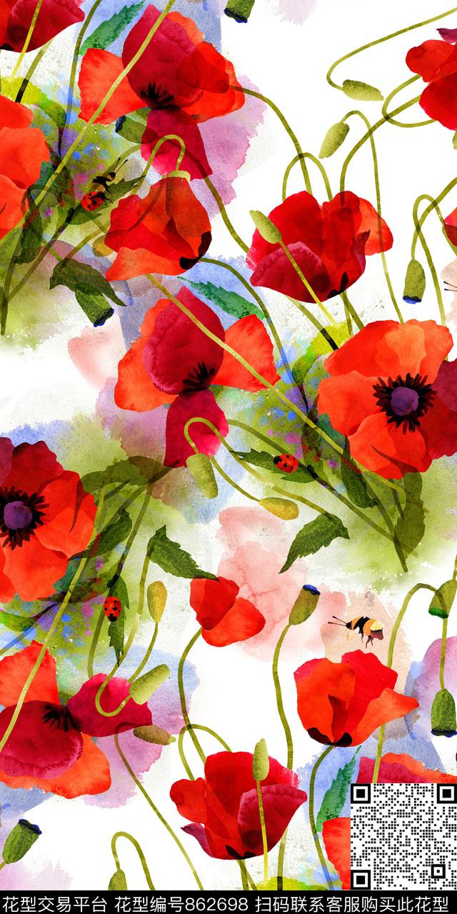 花卉趣味大花数码印花华亿平台下载（图片编号: 862698） - 瓦栏（Walan）