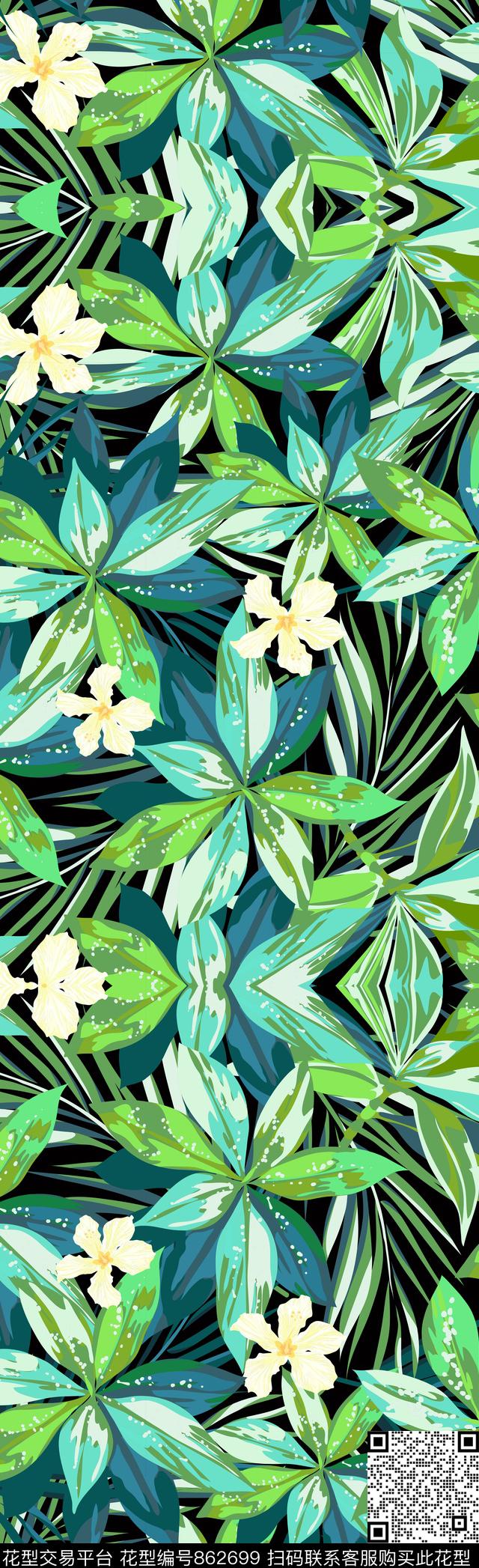 叶子花卉树叶传统印花华亿平台下载（图片编号: 862699） - 瓦栏（Walan）