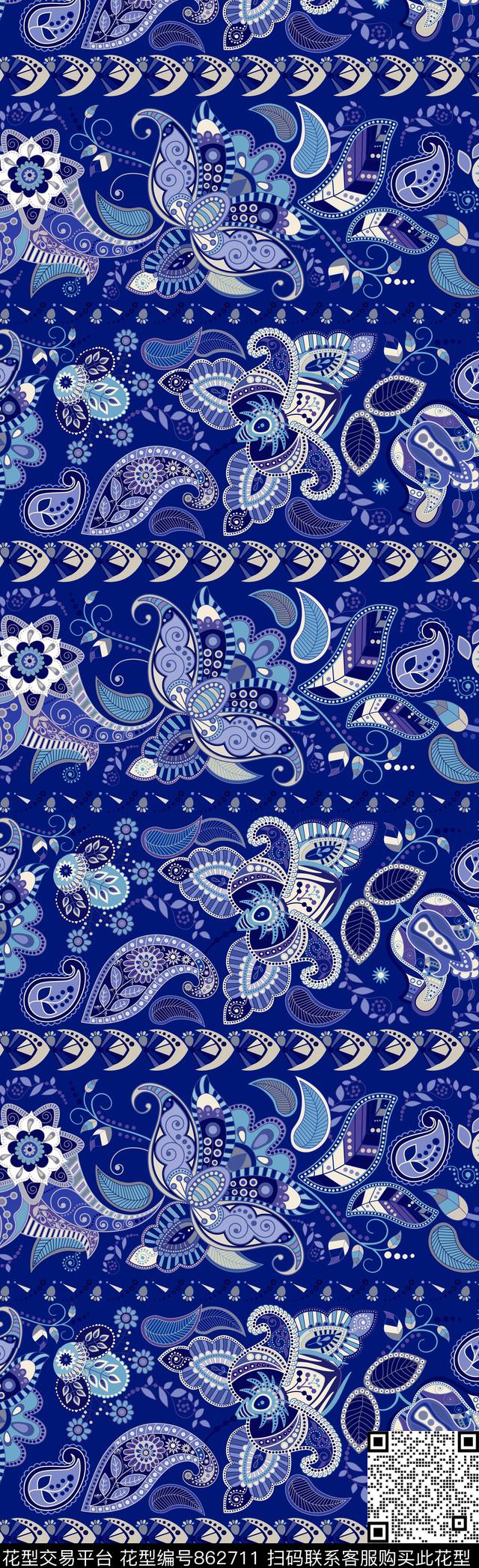 叶子鱼花卉传统印花华亿平台下载（图片编号: 862711） - 瓦栏（Walan）