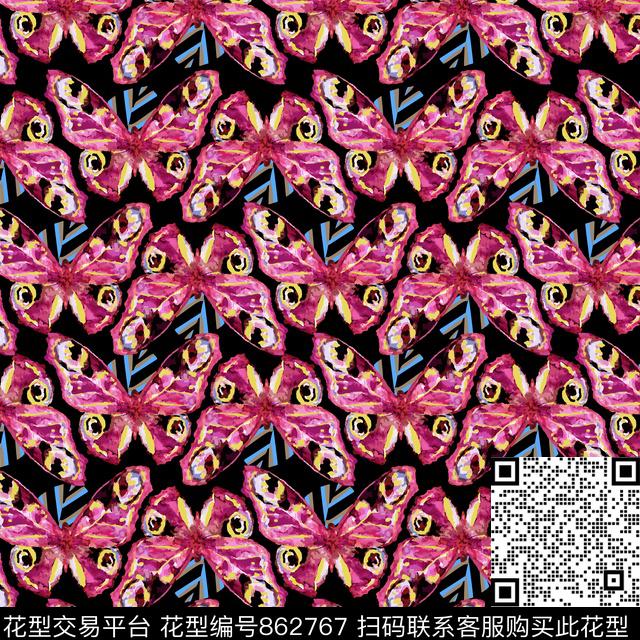 蝴蝶水彩剪影传统印花华亿平台下载（图片编号: 862767） - 瓦栏（Walan）