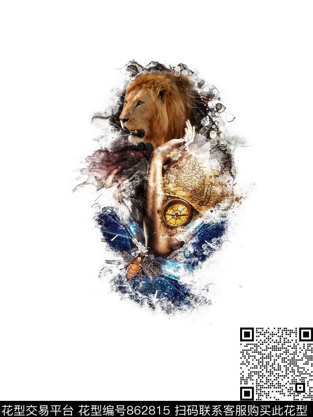 狮子动物欧式数码印花华亿平台下载（图片编号: 862815） - 瓦栏（Walan）