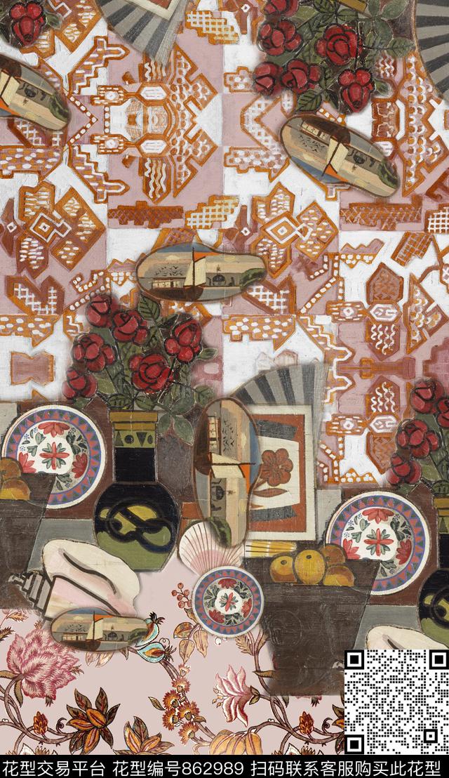 中国风波西米亚民族风数码印花华亿平台下载（图片编号: 862989） - 瓦栏（Walan）