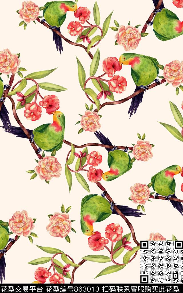 昆虫小碎花水彩数码印花华亿平台下载（图片编号: 863013） - 瓦栏（Walan）