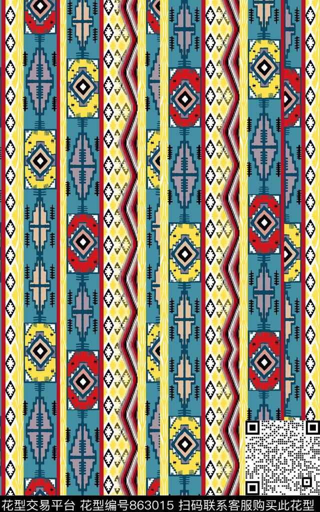 波西米亚民族风几何传统印花华亿平台下载（图片编号: 863015） - 瓦栏（Walan）