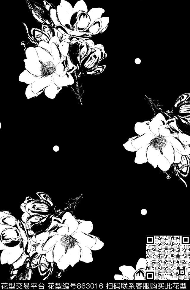 花卉抽象花卉男装T恤华亿平台传统印花华亿平台下载（图片编号: 863016） - 瓦栏（Walan）