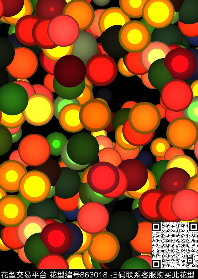 女装童装圆圈数码印花华亿平台下载（图片编号: 863018） - 瓦栏（Walan）