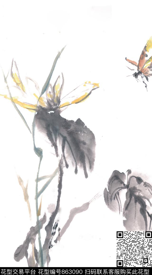 自画手绘国画数码印花华亿平台下载（图片编号: 863090） - 瓦栏（Walan）