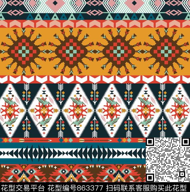 几何拼贴抽象几何少女衣裙系列传统印花华亿平台下载（图片编号: 863377） - 瓦栏（Walan）