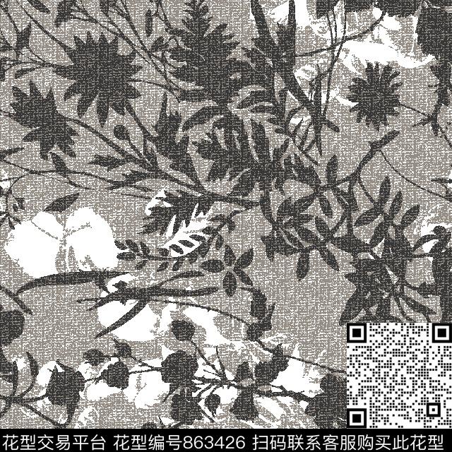 乱花花卉简约传统印花华亿平台下载（图片编号: 863426） - 瓦栏（Walan）