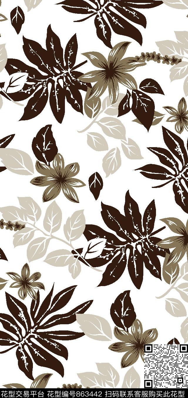 乱花大花简约传统印花华亿平台下载（图片编号: 863442） - 瓦栏（Walan）