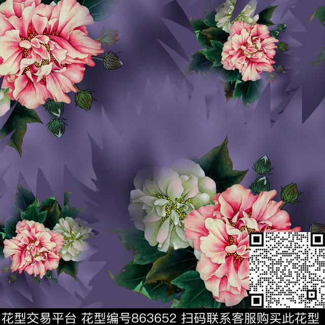 香云纱炫彩艺术花卉数码印花华亿平台下载（图片编号: 863652） - 瓦栏（Walan）