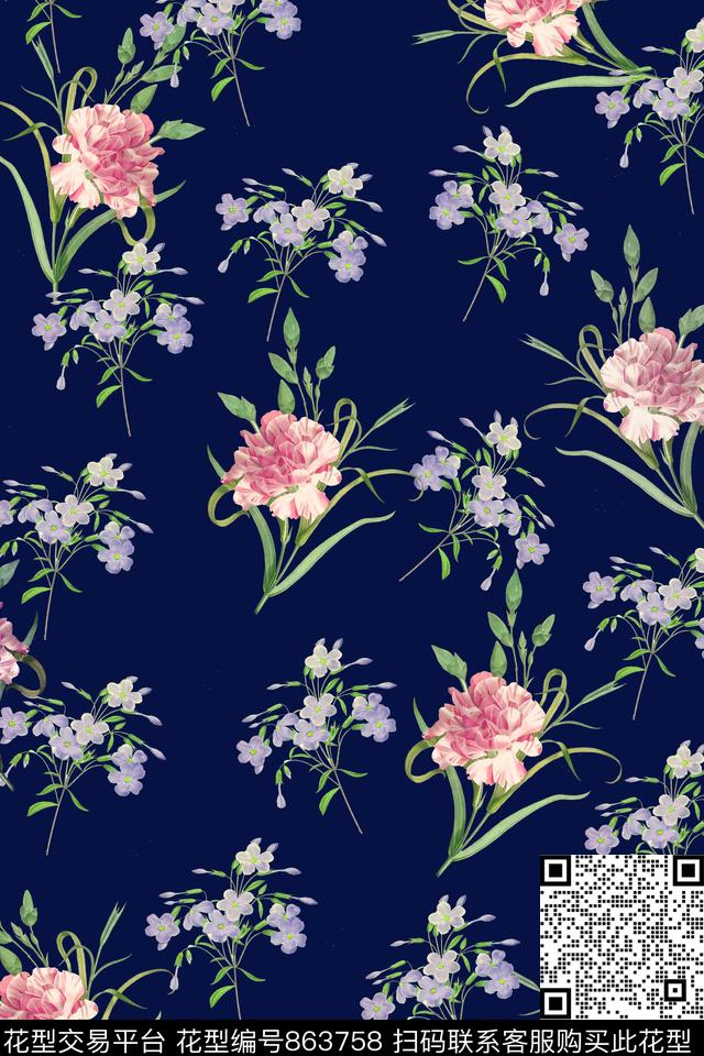 花卉小碎花桃花数码印花华亿平台下载（图片编号: 863758） - 瓦栏（Walan）