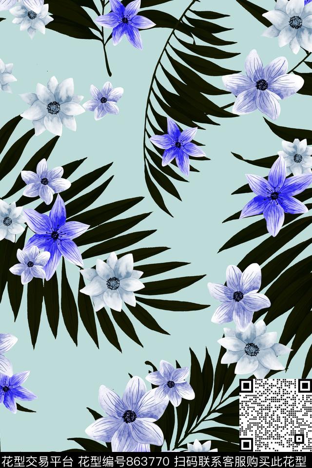 花朵花卉乱花数码印花华亿平台下载（图片编号: 863770） - 瓦栏（Walan）