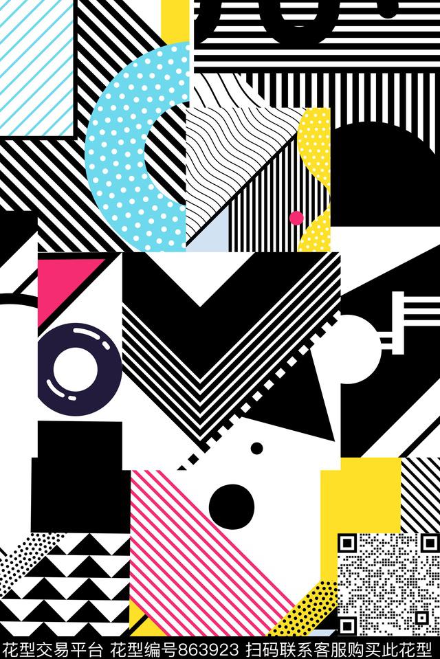 小方块菱形方格传统印花华亿平台下载（图片编号: 863923） - 瓦栏（Walan）