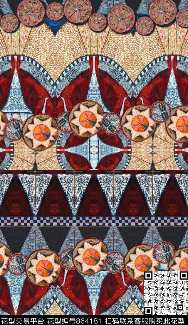波西米亚民族风中国风数码印花华亿平台下载（图片编号: 864181） - 瓦栏（Walan）