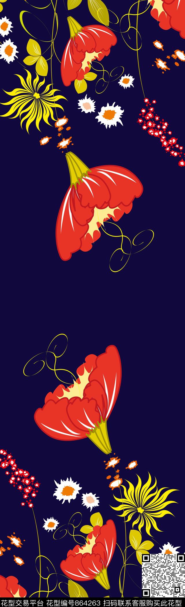 小碎花大花花朵数码印花华亿平台下载（图片编号: 864263） - 瓦栏（Walan）