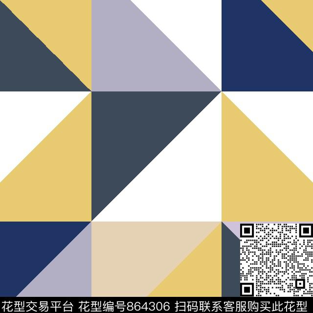 小方块不规则几何方格传统印花华亿平台下载（图片编号: 864306） - 瓦栏（Walan）