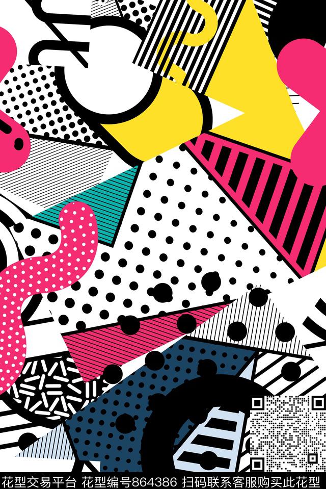 不规则几何方格艺术传统印花华亿平台下载（图片编号: 864386） - 瓦栏（Walan）