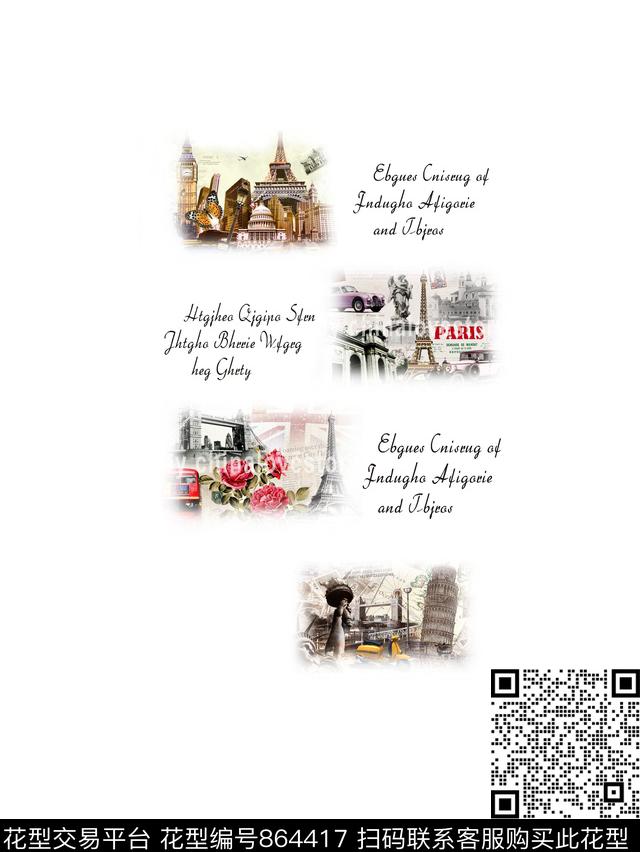 欧式时尚建筑物数码印花华亿平台下载（图片编号: 864417） - 瓦栏（Walan）