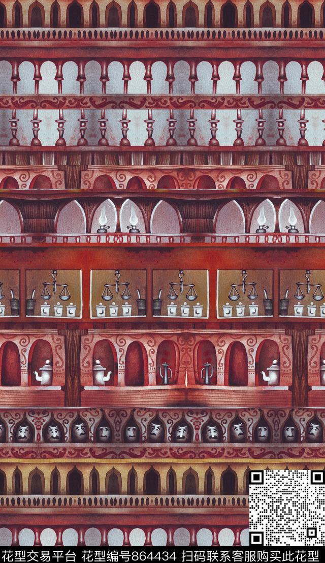 波西米亚民族风中国风数码印花华亿平台下载（图片编号: 864434） - 瓦栏（Walan）