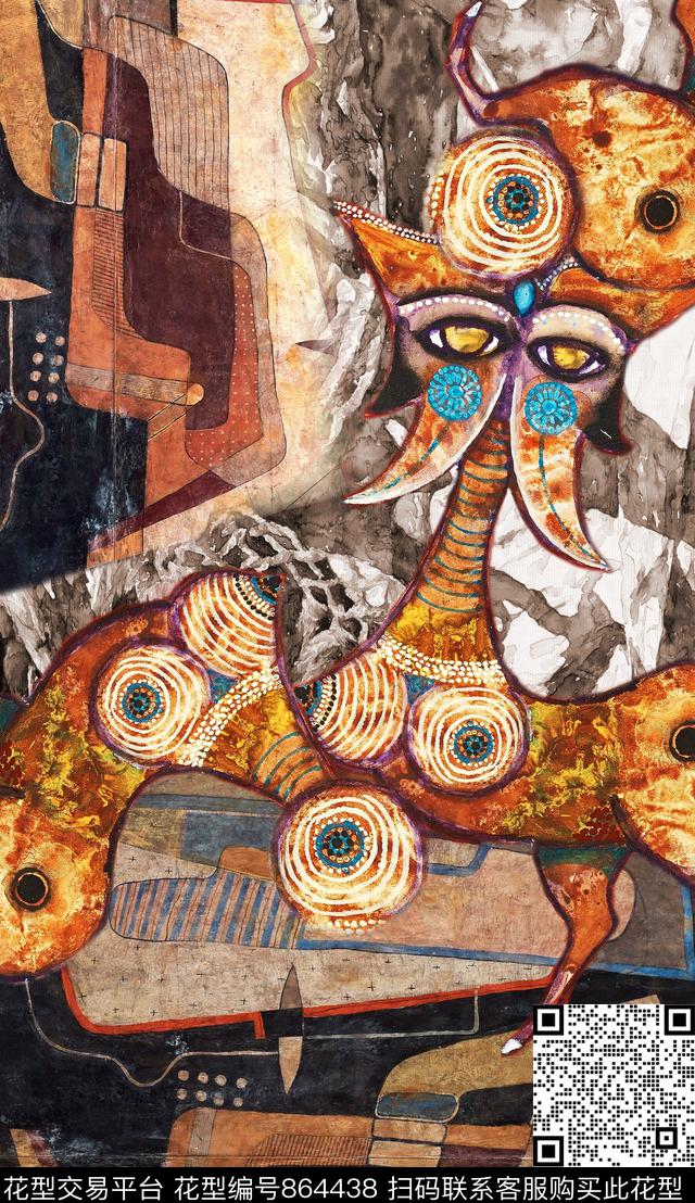 波西米亚民族风中国风数码印花华亿平台下载（图片编号: 864438） - 瓦栏（Walan）