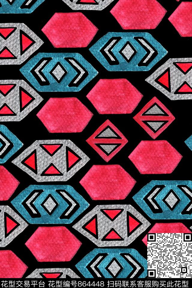 不规则几何方格艺术数码印花华亿平台下载（图片编号: 864448） - 瓦栏（Walan）