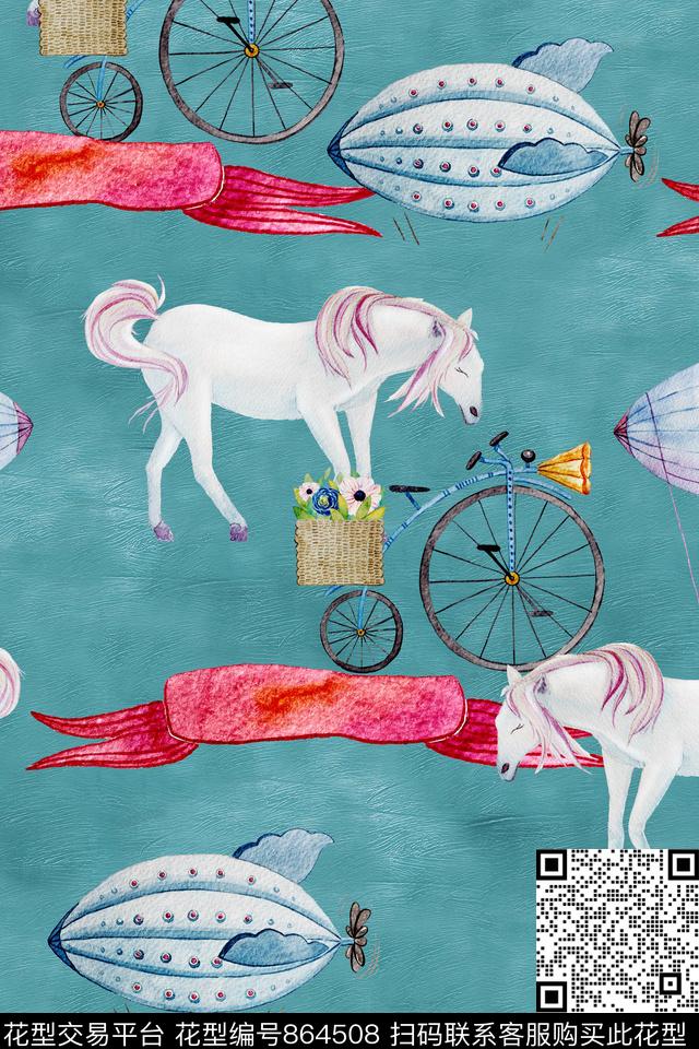 休闲手绘水彩数码印花华亿平台下载（图片编号: 864508） - 瓦栏（Walan）