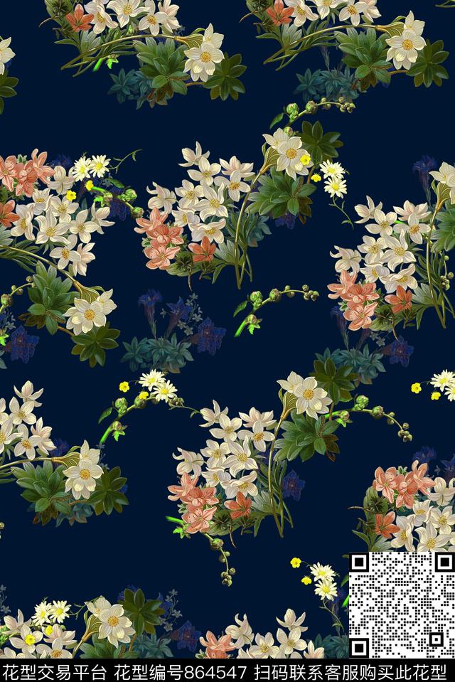 花卉女装碎花数码印花华亿平台下载（图片编号: 864547） - 瓦栏（Walan）