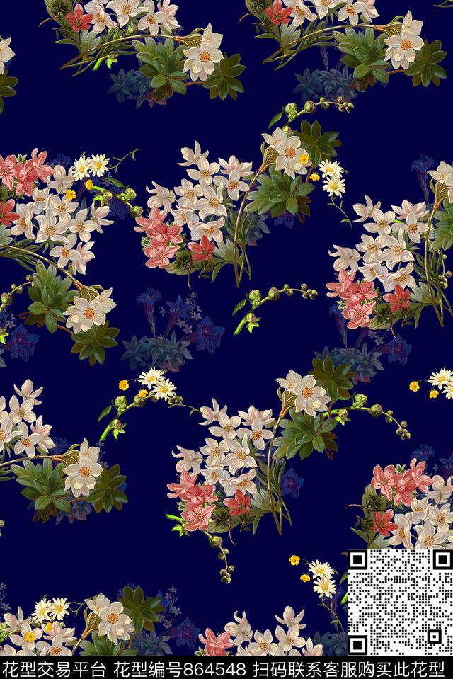 花卉女装碎花数码印花华亿平台下载（图片编号: 864548） - 瓦栏（Walan）