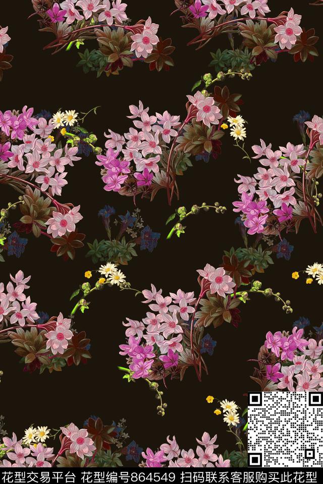 花卉女装碎花数码印花华亿平台下载（图片编号: 864549） - 瓦栏（Walan）