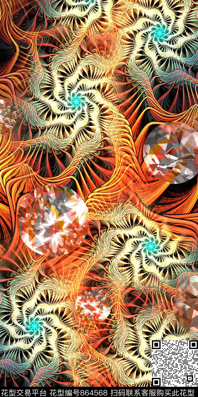 宝石数码抽象数码印花华亿平台下载（图片编号: 864568） - 瓦栏（Walan）