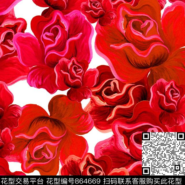 彩染艺术花卉艺术彩色数码印花华亿平台下载（图片编号: 864669） - 瓦栏（Walan）