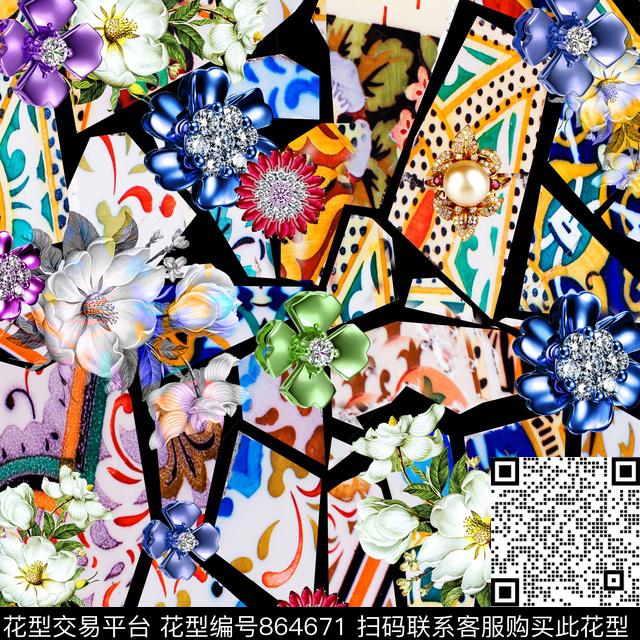 艺术彩色陶瓷宝石数码印花华亿平台下载（图片编号: 864671） - 瓦栏（Walan）