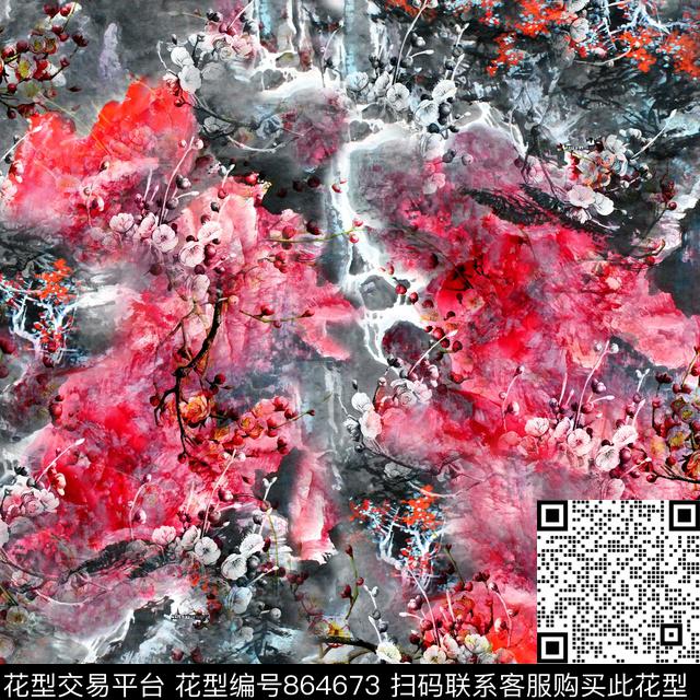 彩染艺术彩色艺术花卉数码印花华亿平台下载（图片编号: 864673） - 瓦栏（Walan）