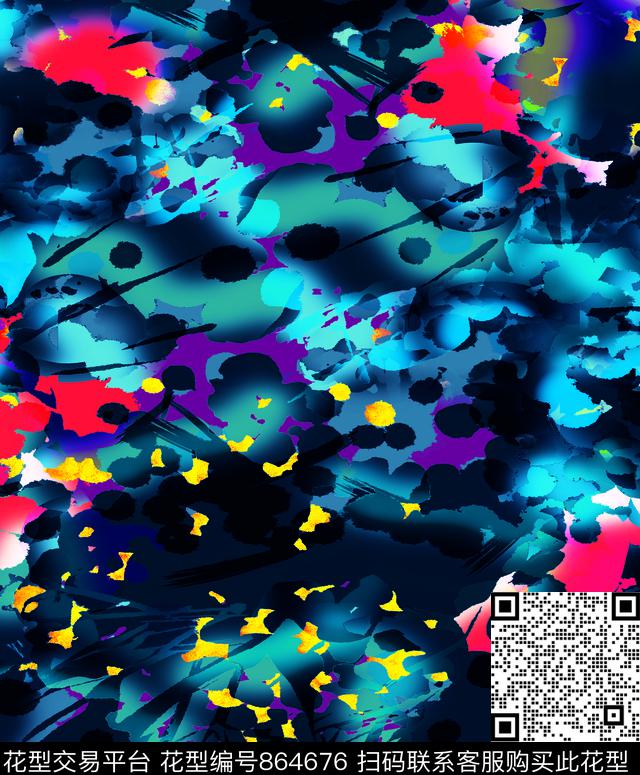 彩染艺术彩色艺术花卉数码印花华亿平台下载（图片编号: 864676） - 瓦栏（Walan）