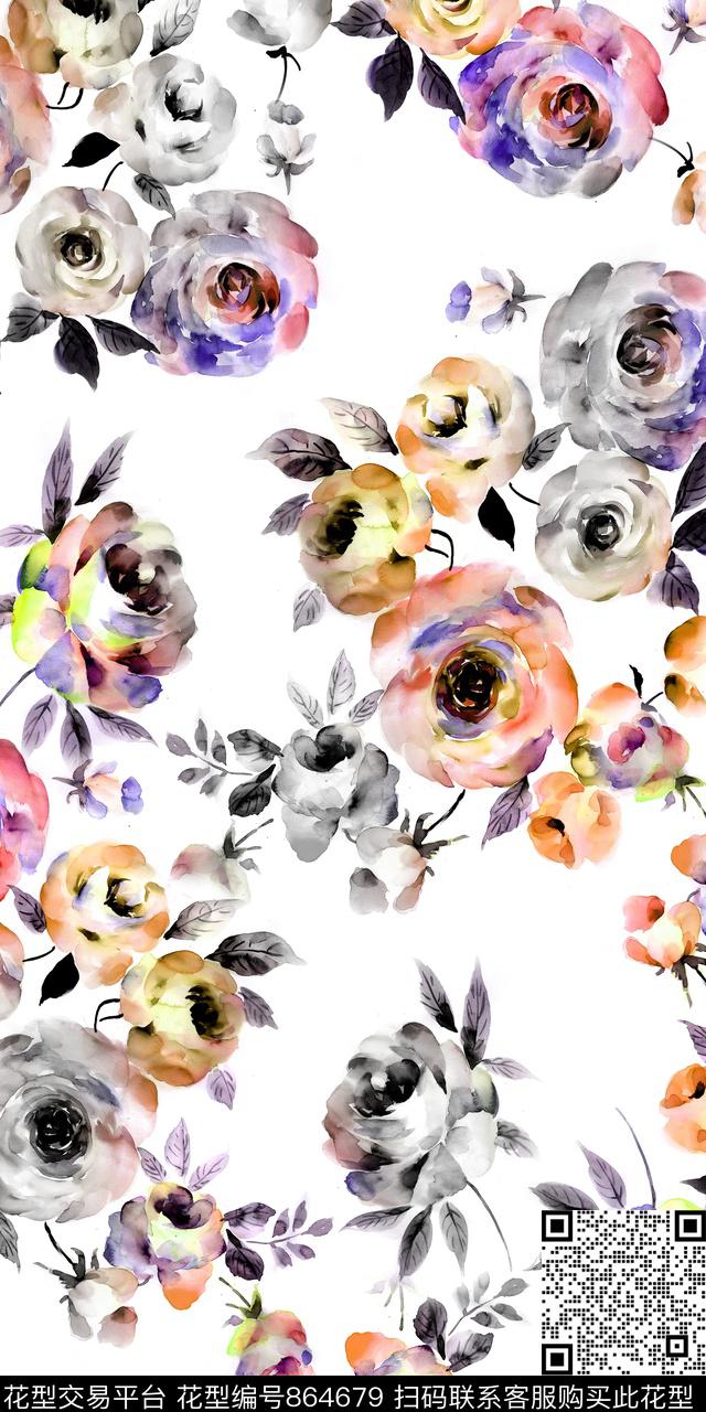 乱花花卉数码数码印花华亿平台下载（图片编号: 864679） - 瓦栏（Walan）