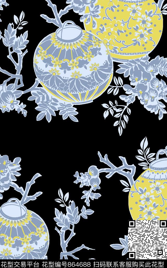 小碎花花朵大花传统印花华亿平台下载（图片编号: 864688） - 瓦栏（Walan）