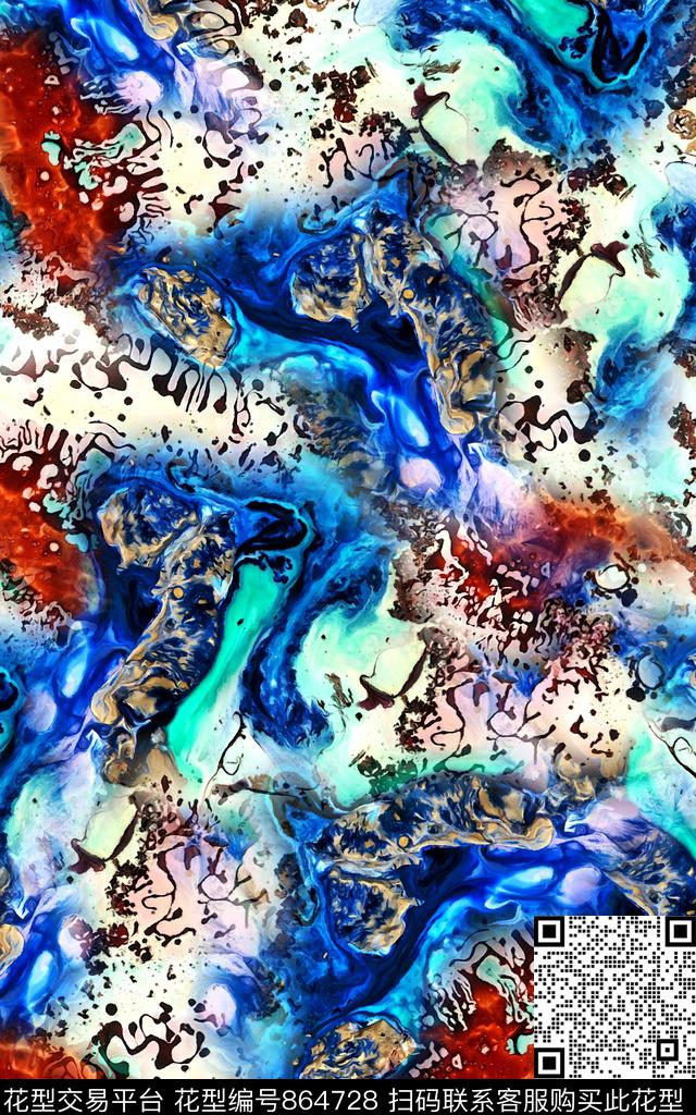 肌理数码抽象数码印花华亿平台下载（图片编号: 864728） - 瓦栏（Walan）