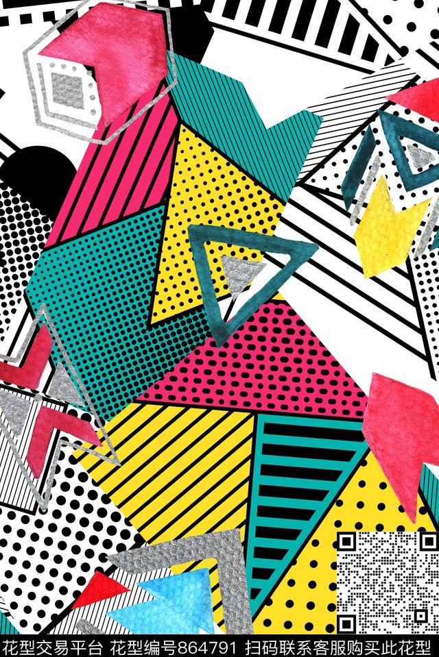 不规则几何菱形抽象数码印花华亿平台下载（图片编号: 864791） - 瓦栏（Walan）